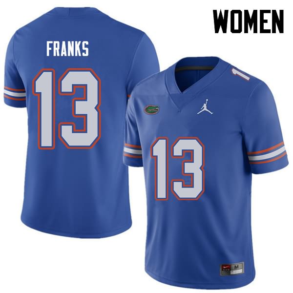 Women's NCAA Florida Gators Feleipe Franks #13 Stitched Authentic Jordan Brand Royal College Football Jersey BUP2065LY